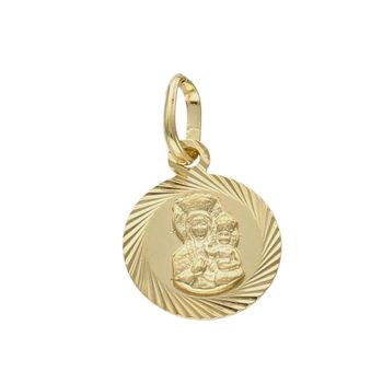 Złota zawieszka medalik okrągły Matka Boska ZA 5673 333. Medalik będący wspaniałą pamiątką i prezentem z okazji chrztu, komunii czy bierzmowania. Zawieszka wykonana ze złota próby 333. Piękna biżuteria o bogatej symbolice re.jpg